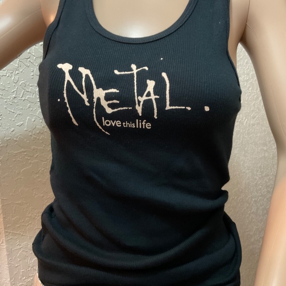 Love This Life®️ by David Culinar “Metal love…”black ribbed tank top Large. NEW - Picture 2 of 9